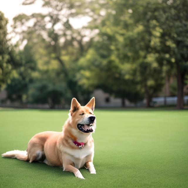 a dog on the grass ground